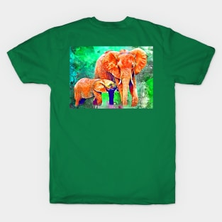 Cartoon Elephant Family T-Shirt